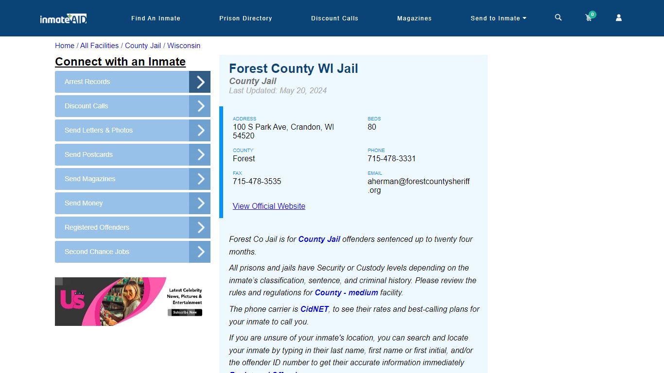 Forest County WI Jail - Inmate Locator